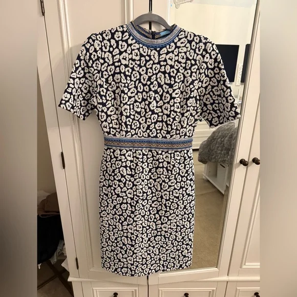 J. McLaughlin Blue and White Patterned Dress - Picture 1 of 3